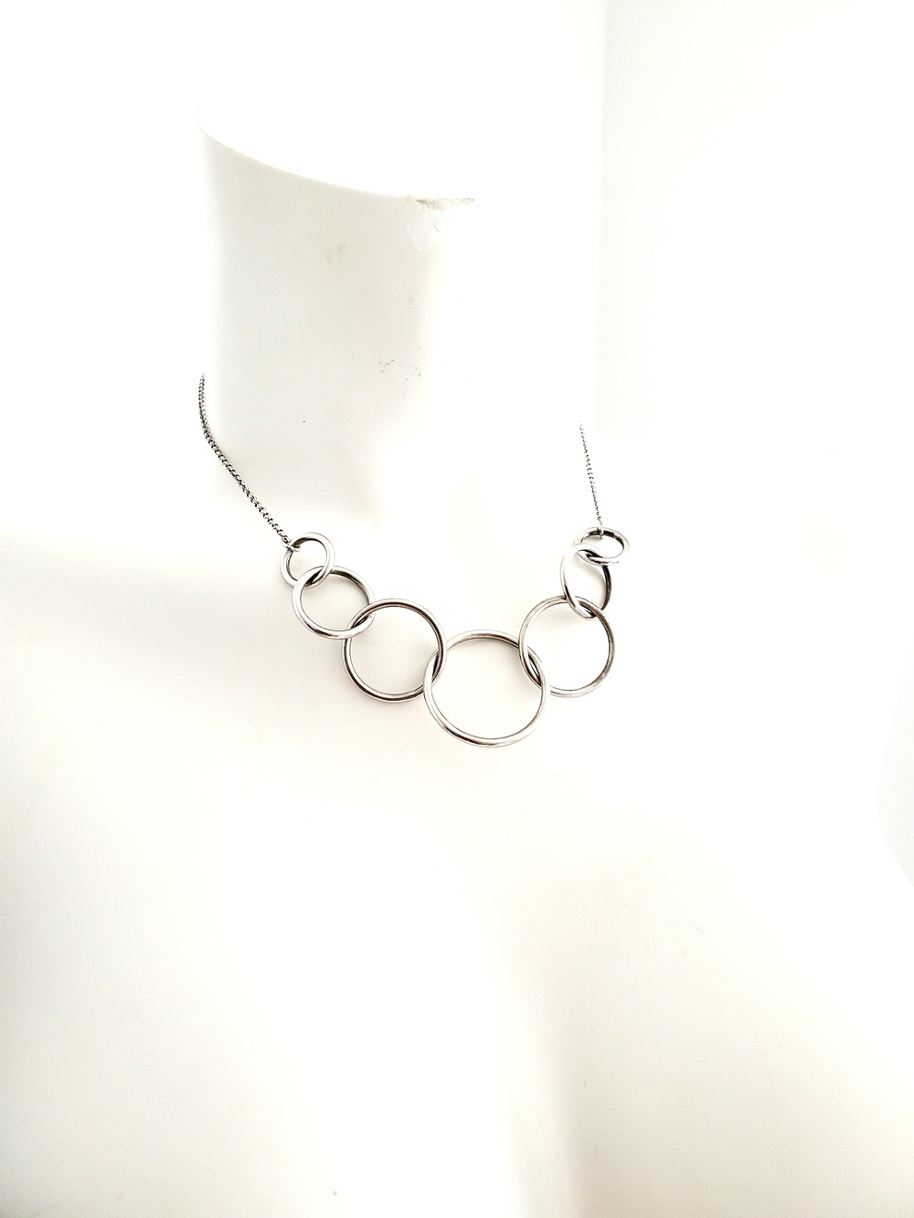 Vintage Dyadema Italy 925 Sterling Silver Interlocking Circle Bib Statement Neck